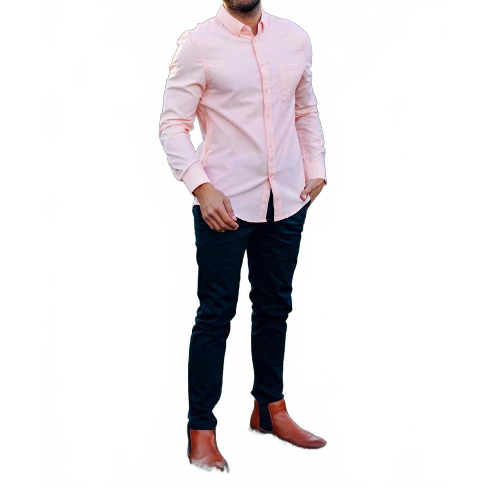 NEW WEIV classic long sleeve button down shirt in light pink